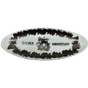 Lefton China 25th Anniversary Miniature replacement Bowl tray silver Japan READ
